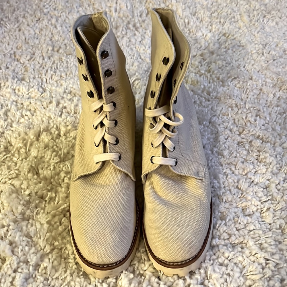 90’s Off White Canvas Chelsea Boots